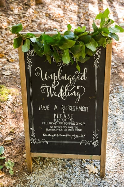 Unplugged wedding sign